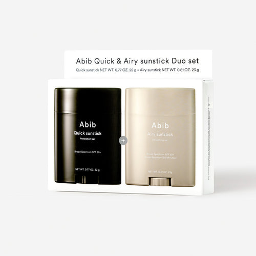 Abib Airy & Quick Sunstick DUO SPF50+ Broad Spectrum Semi-Matte & Quick Glowy Finish, No White Cast, Korean Sunscreen Stick for All Skin Types, 2 Count